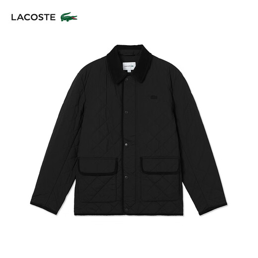 LACOSTE French Crocodile Men's Autumn and Winter Simple Comfortable Warm Lapel Jacket Short Cotton Jacket Men|BH6816 031/Black M 50/175