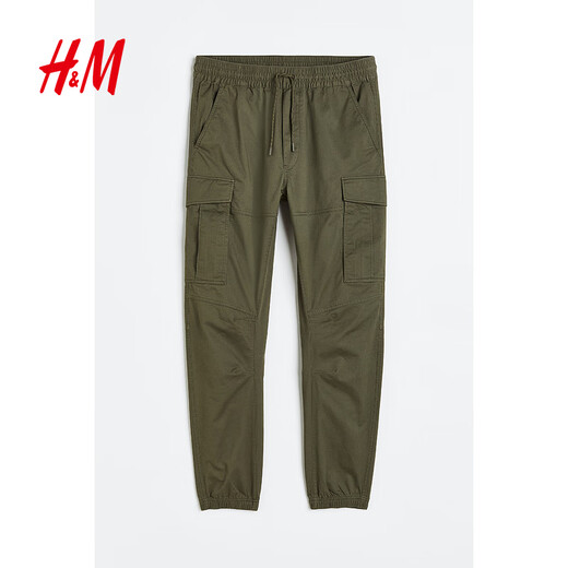 H&M men's casual pants autumn thin American workwear multi-pocket pants men's trousers leggings 1002227 khaki green L 175/96