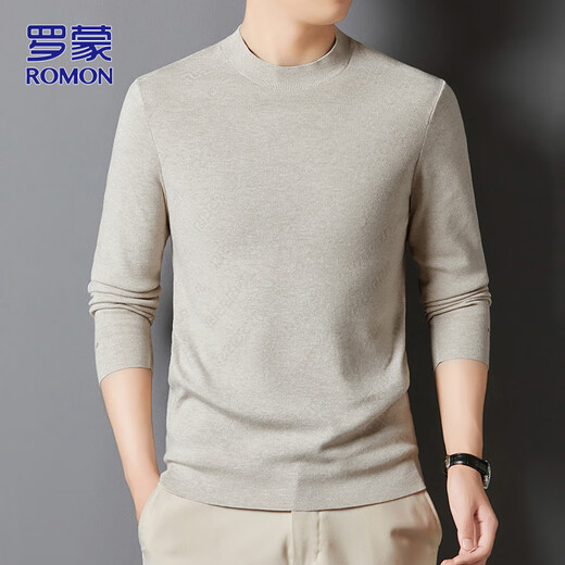 ROMON sweater men's autumn and winter casual round neck sweater solid color long-sleeved bottoming shirt men's versatile men's warm top