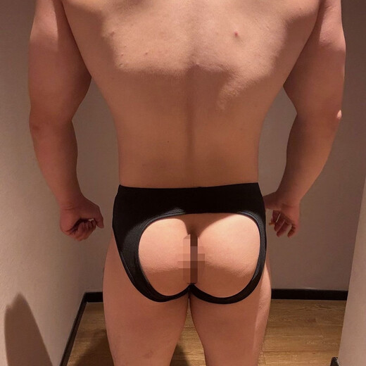 DOMEUP Men's Underwear Men's Hollow Open Thong Nude Feeling Butt Lifting Comfortable Breathable Fitness Double Thong Sports Student 0 Black 1 Pair M