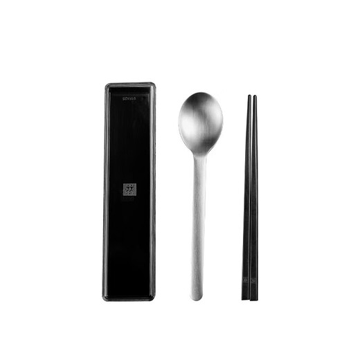 ZWILLING Chopsticks and Spoon Set Storage Box Portable Tableware Cutlery Set for One Person Office Worker and Student Chopsticks and Spoon 3-piece Set