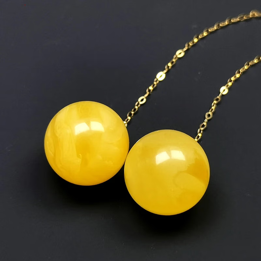 Amber School, one thing, one picture, one proof, beeswax earrings, amber jewelry, 18K gold gold earrings for women, natural unbaked color, beeswax earrings, 2.43g, 12.5mm