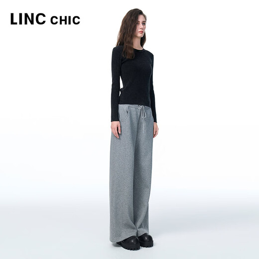 Jin Yujie 2025 Autumn New Product Velvet Casual Pants Long Women's Loose Warm Straight Wide Leg Pants S253KP479Y Dark Gray S Suitable for 100Jin Jin is equal to 0.5kg or less