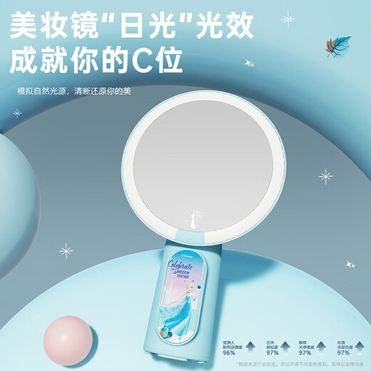 LBTO makeup mirror with light birthday gift for girls, practical gift for girlfriend, wife, best friend, Frozen led beauty mirror, student dormitory desktop desktop dressing mirror, Frozen led beauty mirror - Princess Elsa Blue, original gift box, intelligent adjustment, high-definition mirror, two-color light