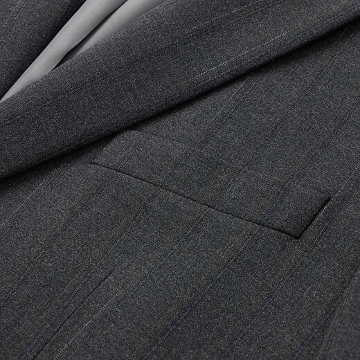 Qipai Retro Striped Three-piece Suit Suit with Vest Men's 2025 Autumn New Peaked Collar Formal Suit Retro Striped Three-piece Suit Charcoal Gray 46 (B46)