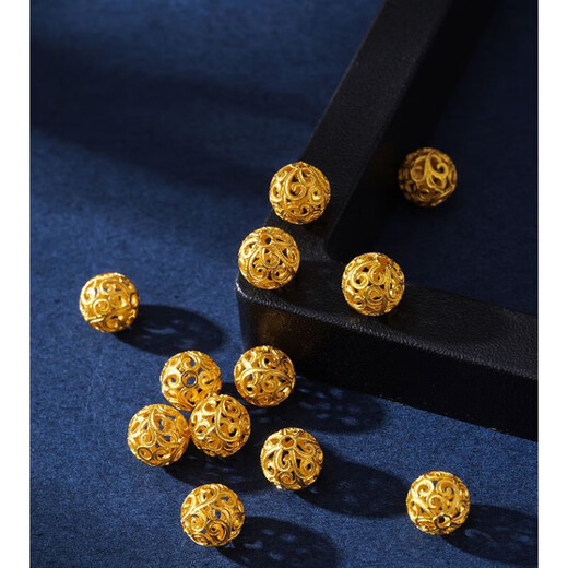 Yiqi Chinese Valentine's Day gift quality 18k gold beads loose bead accessories diy hydrangea separated beads old yellow l gold ancient method gold 4mm 18K gold rolled branch hydrangea beads about 0.09