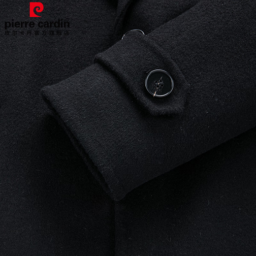 Pierre Cardin wool double-sided woolen coat for men, removable goose down lining, thickened business casual lapel woolen coat for men