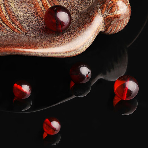 Yanyun jewelry boutique blood amber amber single beads natural raw ore round beads loose beads amber beads bracelet diy accessories 7-8mm