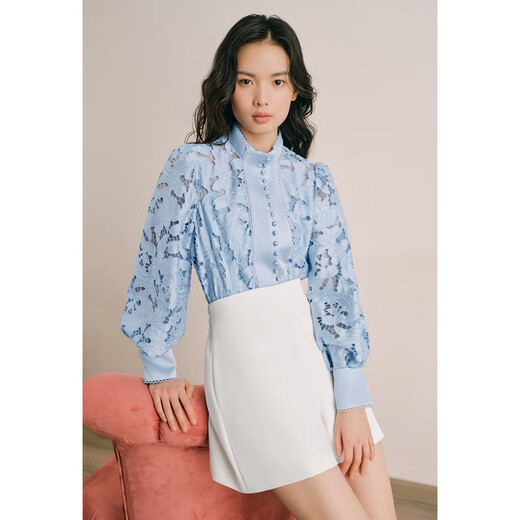 OBBLIGATO Olgado Summer Evening Primrose Hollow Embroidered Shirt Original White S