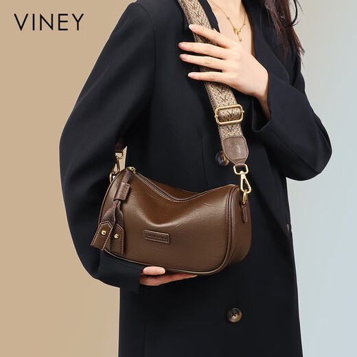 Viney cowhide bag women's bag casual crossbody pillow bag brand shoulder bag birthday gift high-end gift for girlfriend and wife