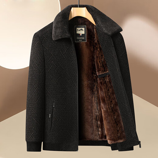 Dad's jacket, velvet thickened jacket, middle-aged and elderly jacket, casual and warm, middle-aged men's autumn and winter top, dark gray 03-05 2XL /185 145-155Jin Jin equals 0.5 kg