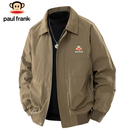 Paul Frank Jacket Men's Work Jacket Men's Spring and Autumn American Fashion Brand Lapel Top Men's Brown Brown XL