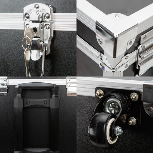 Pupan Aluminum Alloy Hardware Toolbox Instruments and Equipment Universal Wheel Trolley Box Accessories Large Protective Aviation Storage Box Extra Large Black Trolley Empty Box