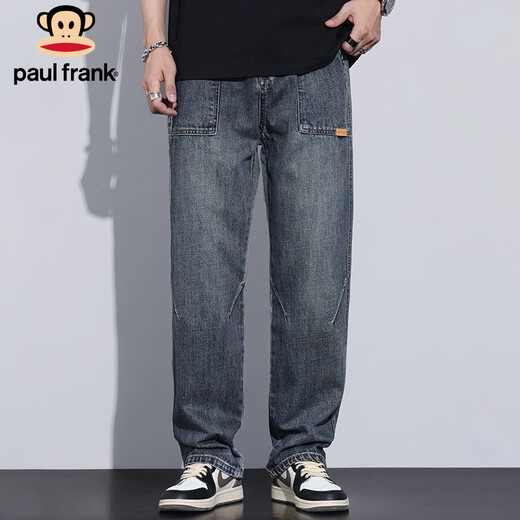 Paul Frank jeans men's autumn American straight pants men's trendy brand loose casual pants men's trousers blue 32