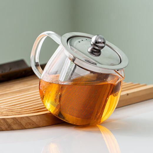 Yuanqu glass teapot high temperature resistant high borosilicate flower teapot teapot stainless steel filter tea set Yuanqu transparent teapot 300ml