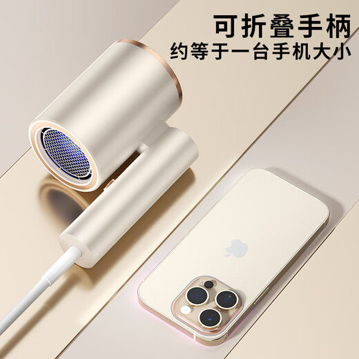 High-speed hair dryer, foldable dormitory hair dryer, home silent negative ion high-power non-harming hair constant temperature hair care barber shop hair dryer space gray 1800W wind power upgrade + double-layer insulation