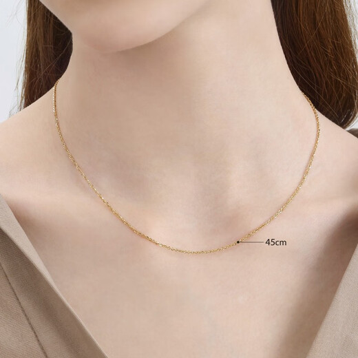 Chow Sang Sang 18K yellow gold clavicle colored gold necklace women's plain chain 04800N18KY 45 cm