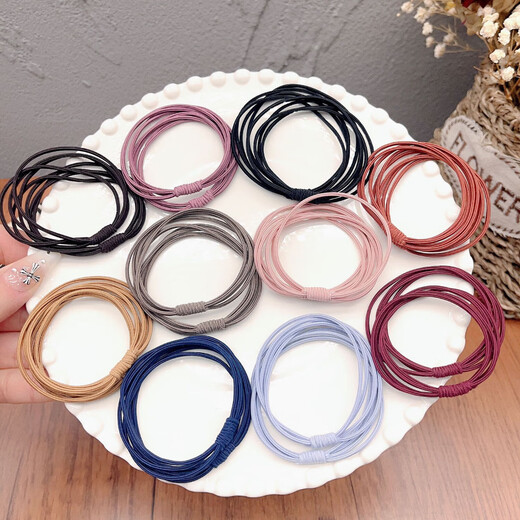 Simple hair tie, internet celebrity temperament, hair tie, rubber band, women's high elasticity and durable hair tie, black leather cover, headband, hair rope, 20 black multi-strand hair ropes