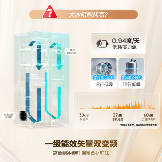 Rongsheng 609L side-by-side door refrigerator, ultra-large capacity, ultra-thin, first-class energy efficiency, air-cooled, frost-free, dual frequency conversion, energy-saving, antibacterial and odor-free, trade-in BCD-609WD11HP, national subsidy