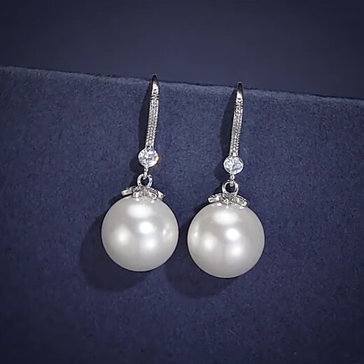 Korean version 925 silver needle earrings, pearl earrings, women's fashion earrings, real silver pearl earrings, new trendy student temperament, 14mm shell beads