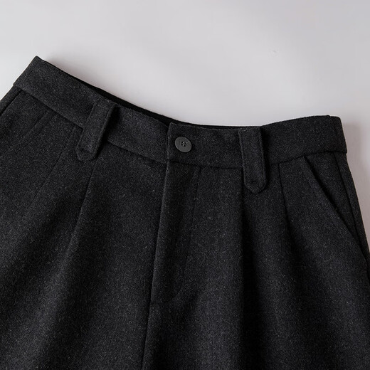 Late White New Product 2025 Winter Temperament Sheep Wool Skirts Simple and Elegant High Waist Casual Woolen Shorts Boot Pants Women Dark Gray 28