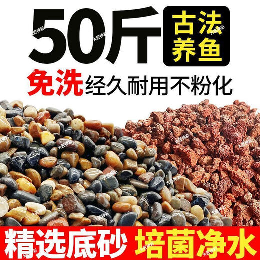 Natural volcanic stone stream stone fish tank decoration package natural native aquatic landscaping bottom sand special stone large grain 5Jin Jin equals 0.5kg volcanic stone + 10Jin Jin equals 0.5kg stream stone king fried combination ancient method of fish farming stabilizes water quality without changing water