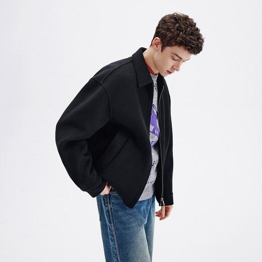 NVG YOUNG Italian small sailing casual lapel woolen coat men's autumn versatile suede off-shoulder loose jacket