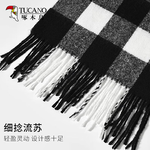 Woodpecker Scarf Men's Autumn and Winter Fashion Versatile Plaid Shawl Female Student Warm Scarf as a Birthday Gift for Boyfriend and Girlfriend
