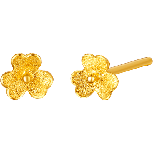 Saturday Fu Xiaojinhua Pure Gold 999 Gold Earrings Girls Birthday Gift Price AC090379 One Pair Approximately 0.64g