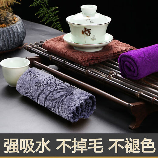 Jidaocook thick absorbent tea towel cotton and linen coffee table tea table rag wipe pot towel kung fu tea special towel tea mat tea tablecloth tea coffee color 5 pack