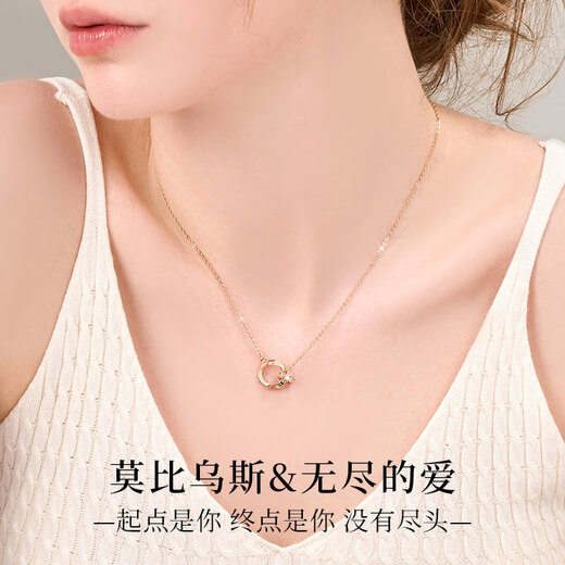 GUSKI French brand Möbius necklace for women rose gold double ring pendant anniversary birthday gift for girlfriend Möbius-rose gold for women