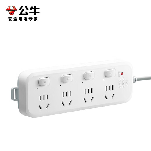 BULL socket/B series with child protection door new national standard socket/row/socket/four-position sub-control 1.8 meters B5043 (new national standard anti-overload)