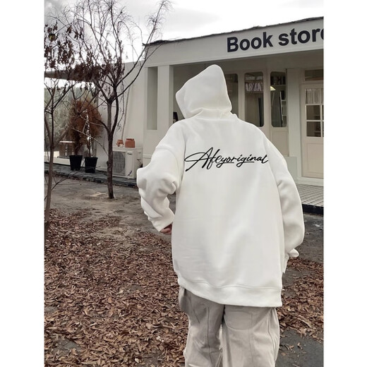 Mo Xiaodao Heavyweight American Black Hooded Sweatshirt Men's Autumn and Winter New Plus Velvet Loose Retro Versatile Jacket Clothes Winter Clothes Black Velvet High Quality L Recommended 100-120 Jin Jin equals 0.5 kg