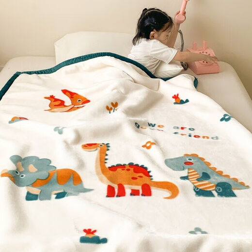 Children's blanket thickened autumn and winter double layer baby blanket small quilt kindergarten nap coral velvet blanket Good night puppy 120cm*150cm double layer thickened 2.8Jin Jin equals 0.5kg