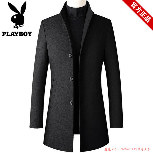 Playboy windbreaker jacket men's mid-length high-end autumn and winter 2025 woolen business woolen lapel trend new model High quality - 20 gray mid-length style Loss processing 2XL 125-140Jin Jin equals 0.5 kg