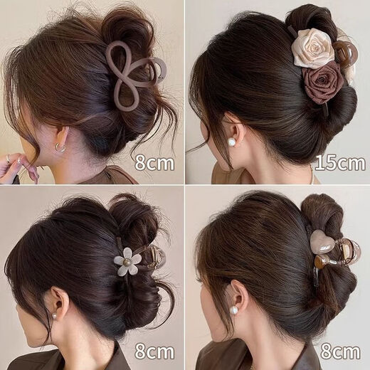 Flower grabber female high-end 2025 new style shark hairpin hairpin with small hair volume female back head hairpin hairpin headdress #light apricot jelly love about 8cm