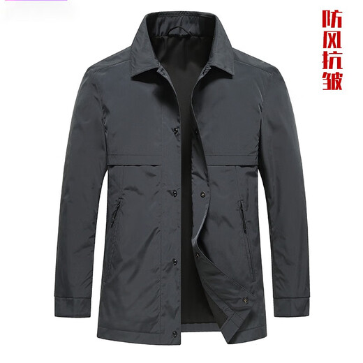 BOSS business casual jacket men 2025 new autumn single-breasted high-end brand middle-aged men's thin cotton jacket dark gray L 175 suitable for 130-145 Jin Jin equals 0.5 kg