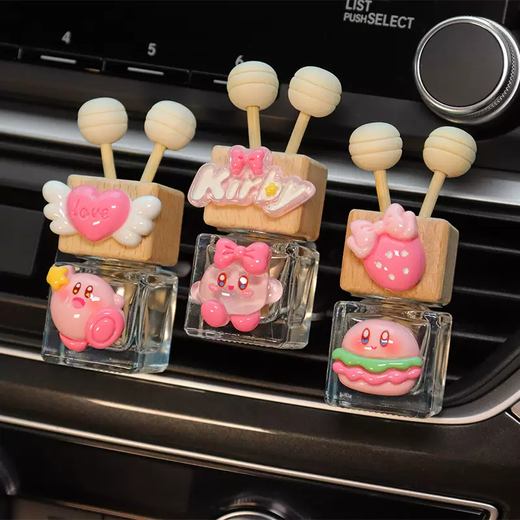 Yusenyi Car Aromatherapy Bottle Essential Oil Car Perfume Empty Bottle Cute Kirby Air Outlet Volatile Fragrance Decorative Diffuser Hamburg Photo Card Perfume Bottle 1g