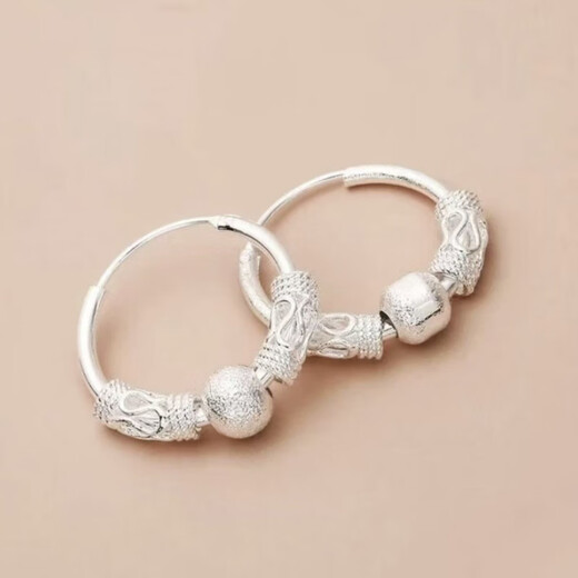 KZD Old Phoenix 999 pure silver earrings niche design ear buckles light luxury earrings earrings unpopular sterling silver pair sterling silver transfer bead earrings