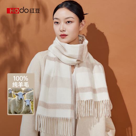 Hodo 100% pure wool women's scarf plaid warm and cold-proof shawl for girls birthday gift gift box