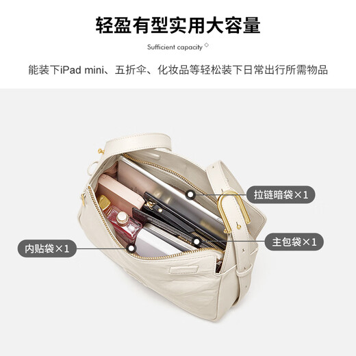 Cnoles Qiyun bag women's cowhide 2025 new crossbody bag light luxury brand large capacity hobo armpit bag