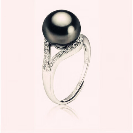 Fat Donglai's same style black pearl natural Tahitian freshwater black and white pearl powder ring 925 silver inlaid with diamond ring ring white pearl white