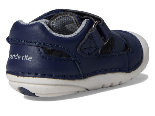 Stride rite baby sandals, memory foam insole with Velcro, round toe, soft and non-slip, baby boy and girl toddler, navy blue 5.5 Wide Infant