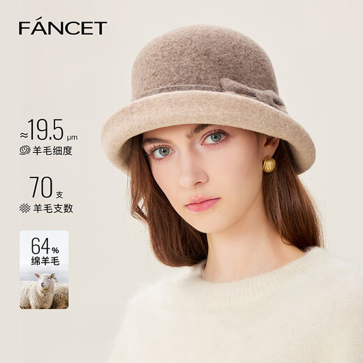 FANCET Hat Women's Autumn and Winter British Retro Elegant Hat Wool Warm Curly Basin Hat Western Style Bow Bucket Hat