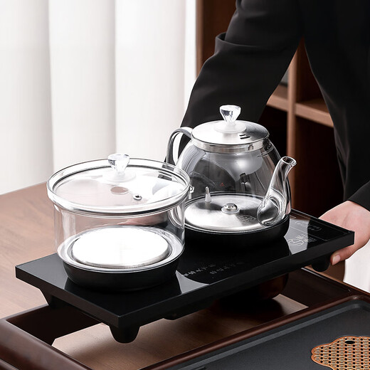 Tangfeng tea set with tea tray, household high-end automatic tea table kettle, integrated tea maker, full set of teapots and cups, Tengshan tea tray + Liming water boiler + Tianqing Xishi pot 14 heads + Tianyuan (impulse model)