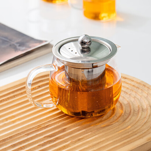Yuanqu glass teapot high temperature resistant high borosilicate flower teapot teapot stainless steel filter tea set Yuanqu transparent teapot 300ml