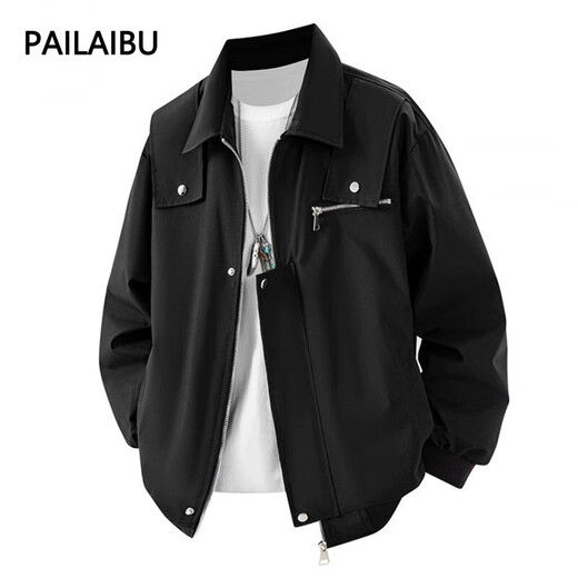 Spring and Autumn American vibe work jacket men's loose and handsome design top trendy brand couple bomber jacket Bai-JK633 wine red (heavy high quality model) 4XL (recommended 200-220Jin Jin is equal to within 0.5 kg)