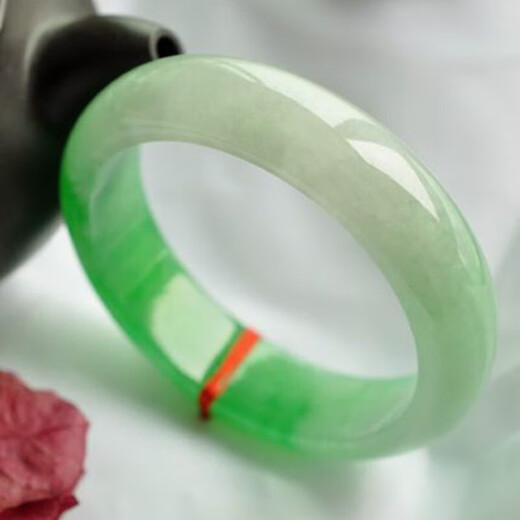 Burmese jadeite bracelet ice type authentic sun green floating flower jade bracelet mid-mountain water jade bracelet high ice gift for mother 53mm ring