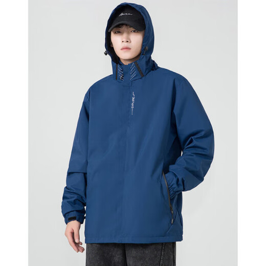 Spring and Autumn Outdoor Sports Windproof and Waterproof Large Size Jacket Top Couple Jacket Detachable Hood Mountaineering Cycling Jacket Black Three-in-One Detachable 2XL