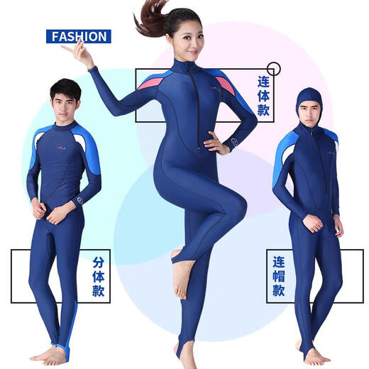 Men's and women's hooded snorkeling swimsuits for couples, thin full-body sun protection diving suits for adults, men's hooded one-piece camouflage M
